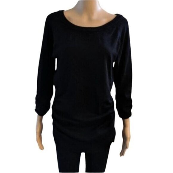 BLACK Ruched Knit Long Sleeve Sweater 89th & Madison​ - Picture 3 of 14